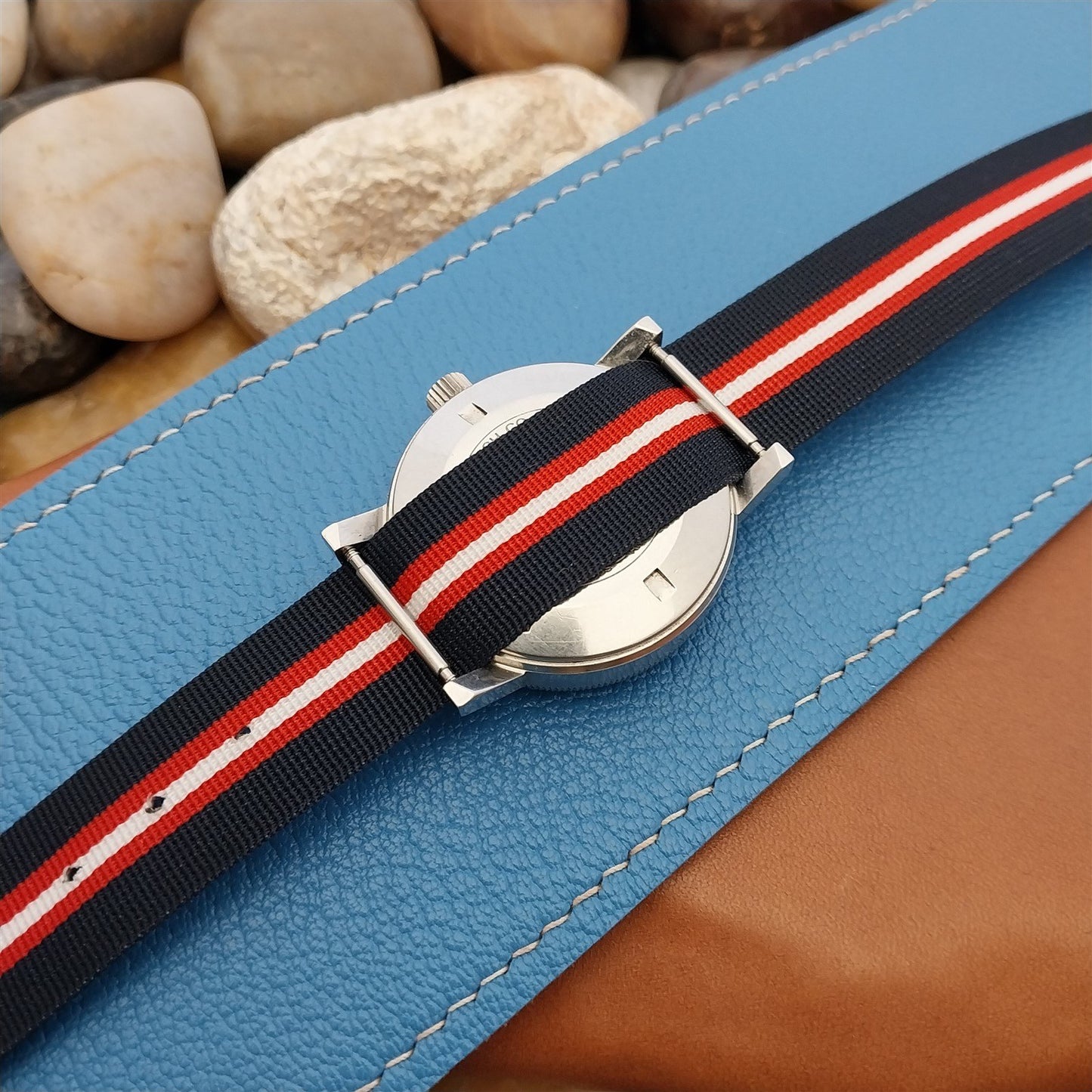 Vintage 18mm 1960s Perlon Striped Single Pass Unused Classic Field Watch Band