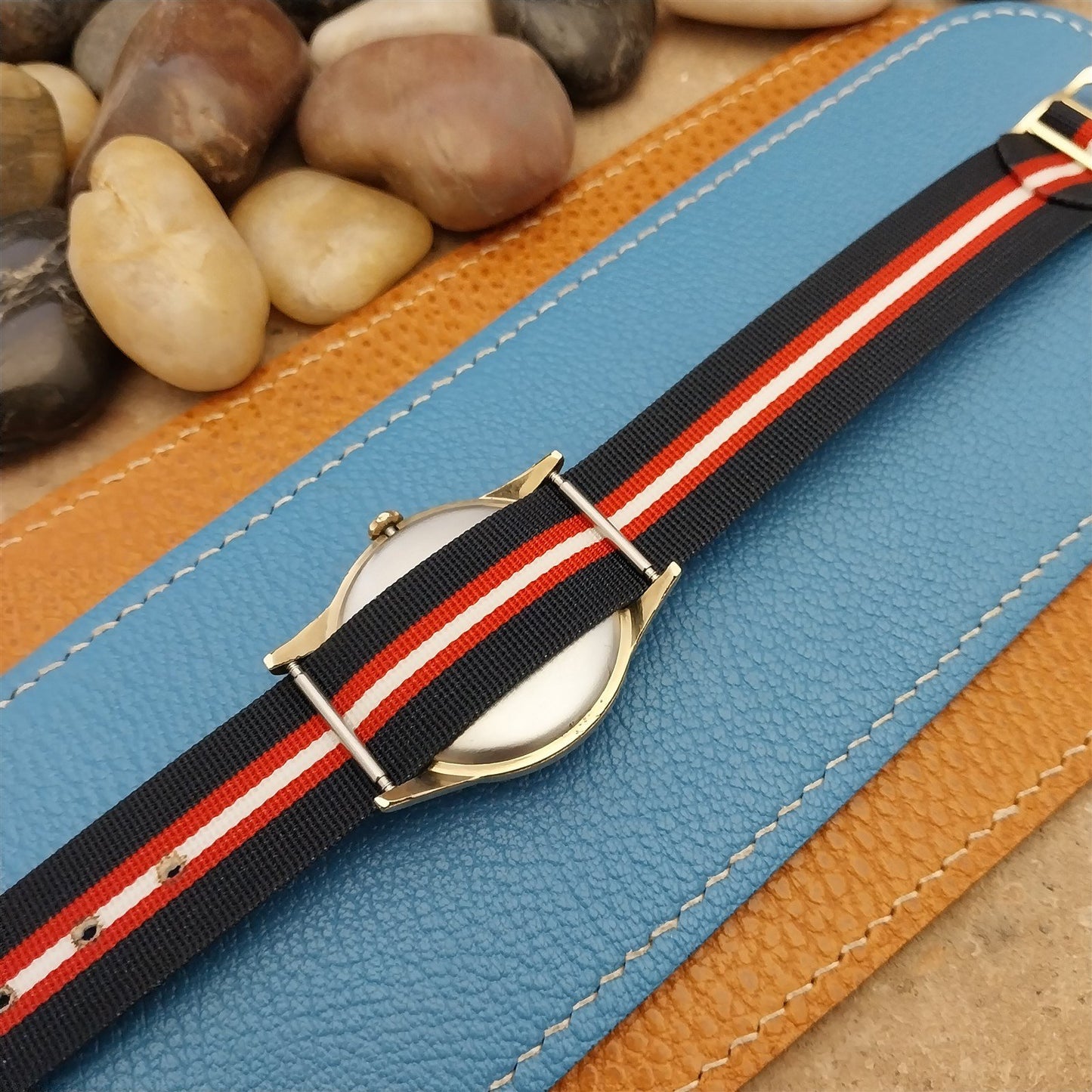 18mm 1960s Vintage Striped Perlon Classic Single Pass NOS Unused Watch Band