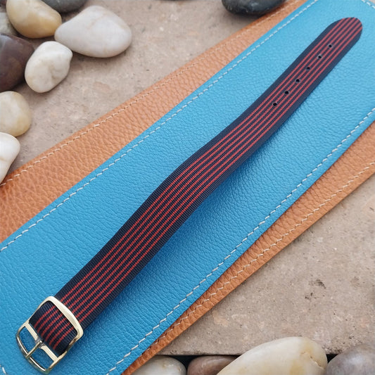 Vintage 18mm Classic 1960s Striped Perlon Unused Single-Pass Field Watch Band