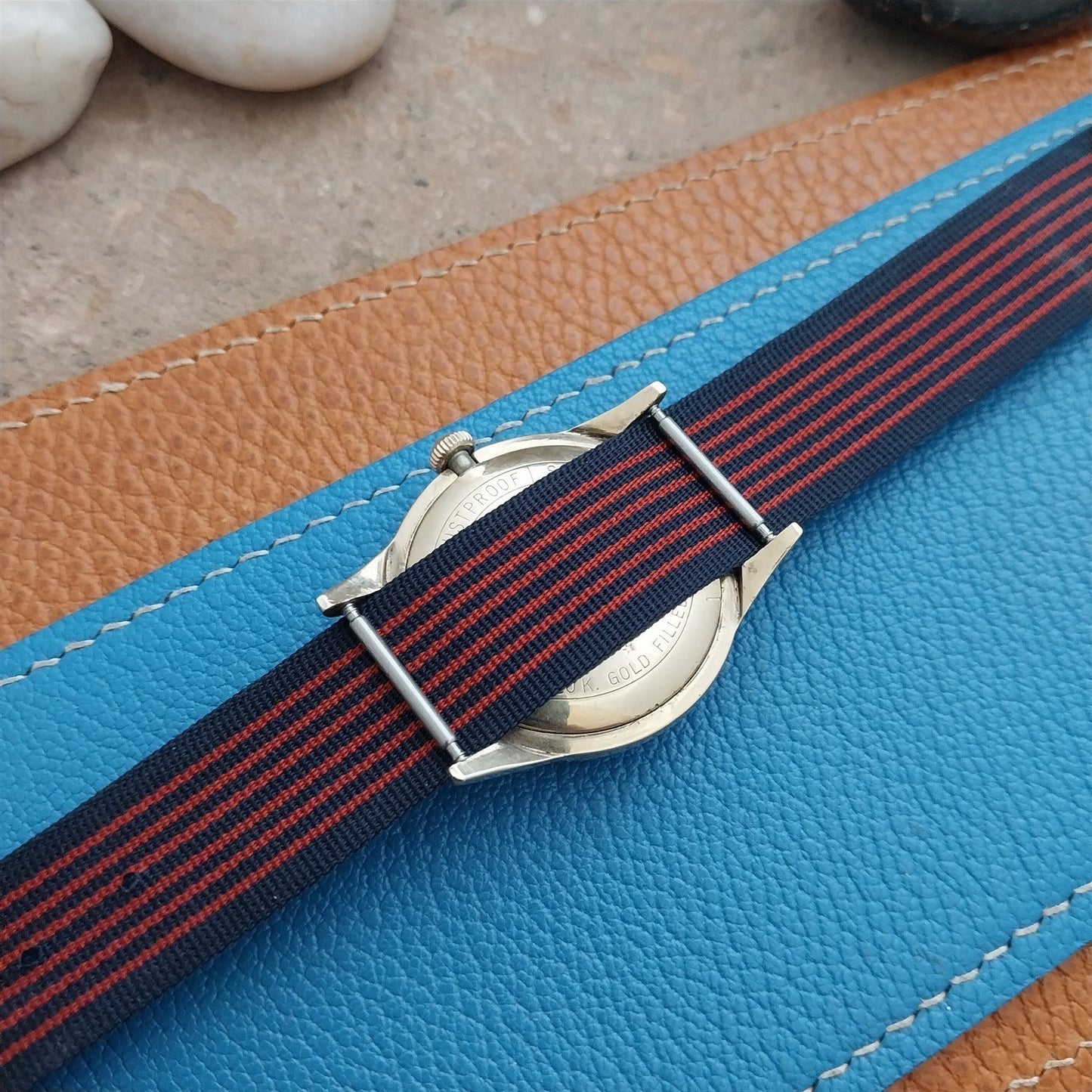 Vintage 18mm Classic 1960s Striped Perlon Unused Single-Pass Field Watch Band
