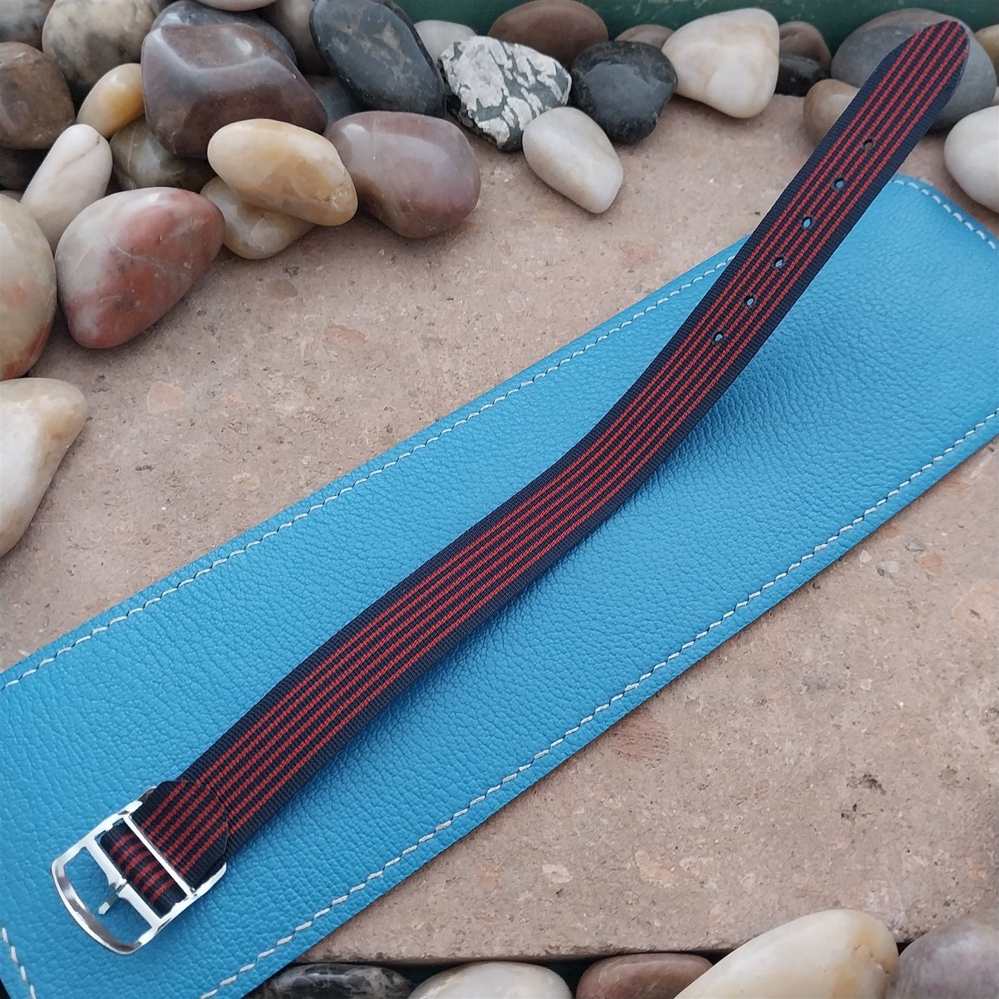 Striped Perlon Classic Single Pass 18mm Unused 1960s Vintage Watch Band