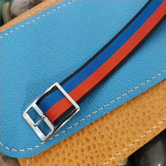 Vintage 16mm Perlon Reversible Striped 1960s Single Pass nos Unused Watch Band