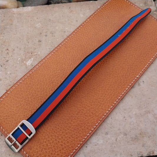 Vintage 16mm Perlon Reversible Striped 1960s Single Pass nos Unused Watch Band