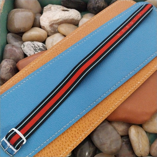 Vintage 18mm Perlon Classic 1960s Single Pass Striped Regimental NOS Watch Band