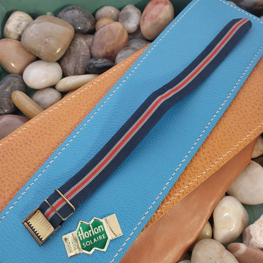 Vintage 16mm Striped Perlon Classic Single Pass Unused nos 1960s Watch Band