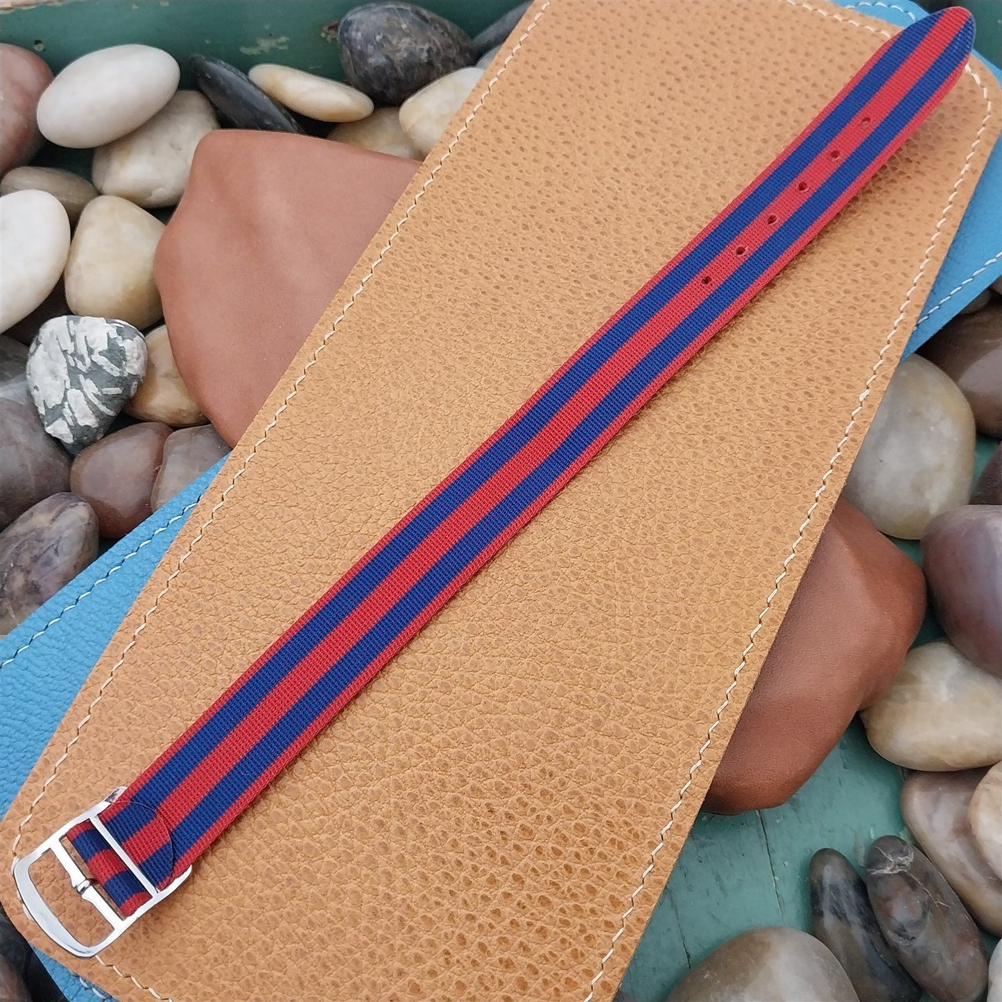 Vintage 18mm Striped Perlon Classic 1960s-1970s Single Pass Unused Watch Strap