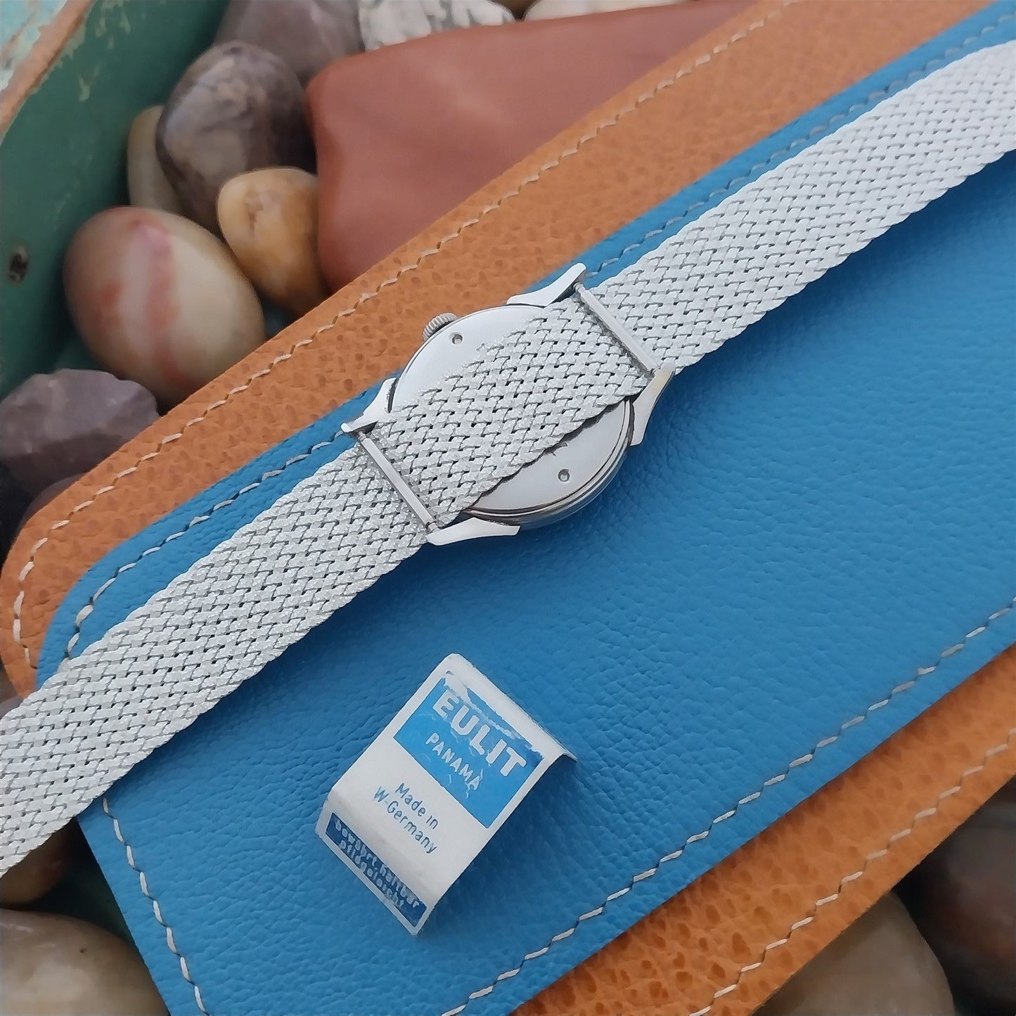 Vintage 18mm Perlon Mesh Silver Eulit Panama NOS Single Pass 1960s Watch Strap