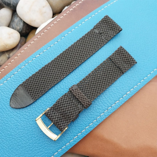 Vintage 18mm Brown Braided Perlon Classic Two-Piece Unused 1960s nos Watch Band