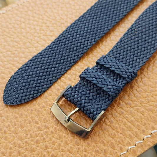 Vintage 18mm Braided Perlon Dark Blue Two-piece Unused Classic nos Watch Band