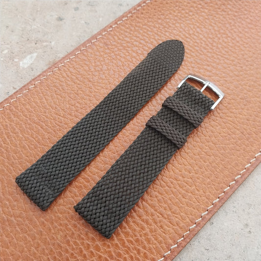 18mm Brown Braided Perlon Mesh 2-piece Classic 1960s Unused Vintage Watch Strap
