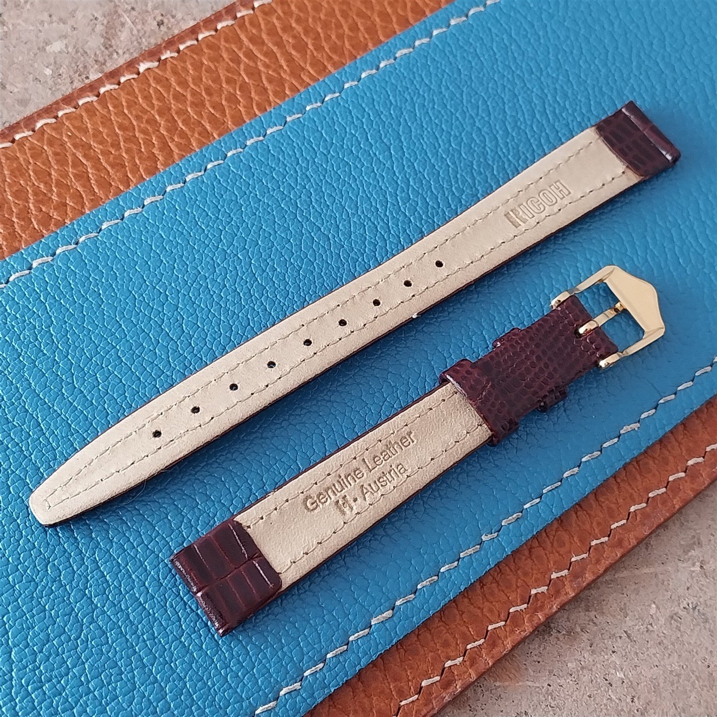 Vintage 12mm Lizard-Grain Leather Hirsch Ricoh Womens Unused Classic Watch Strap