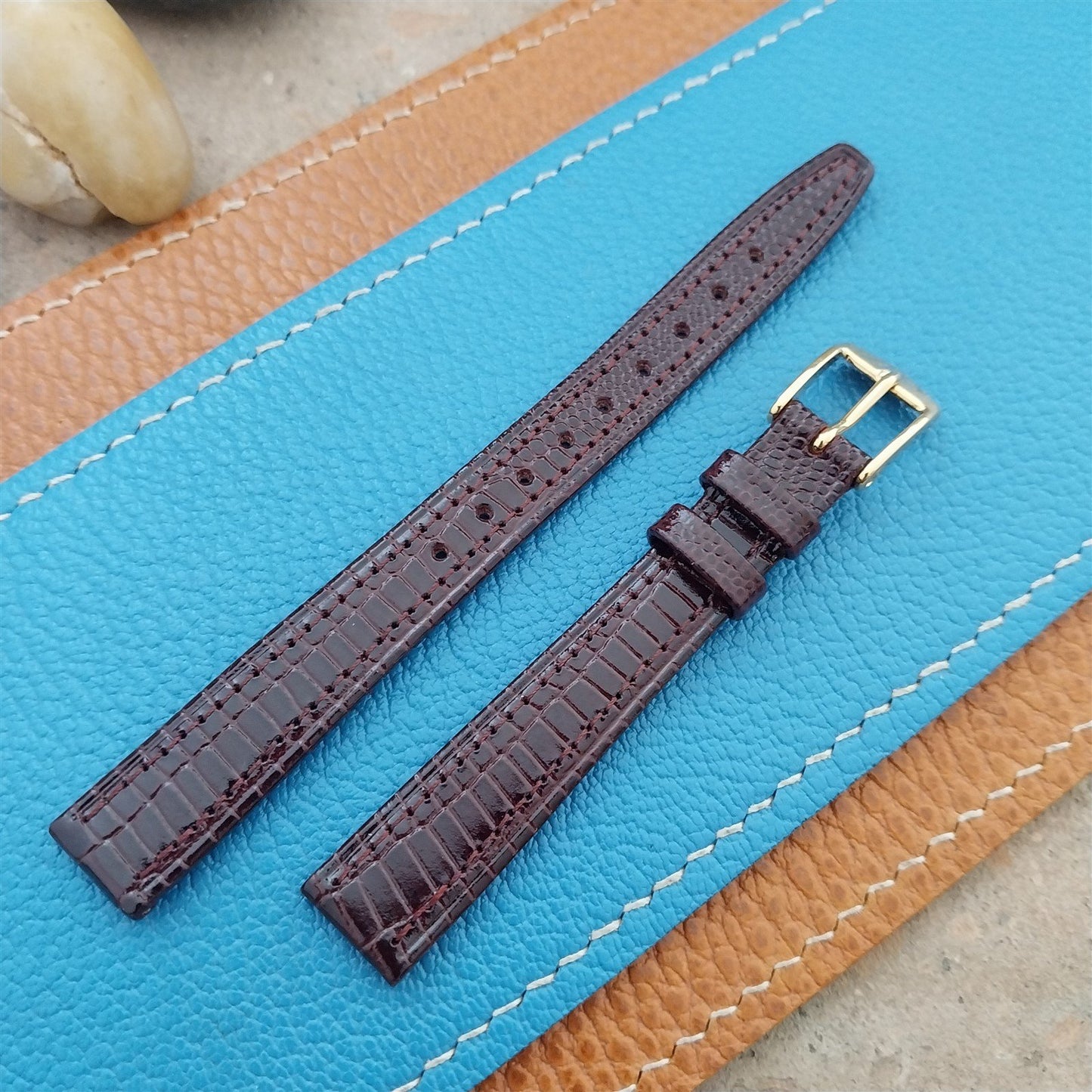 Vintage 12mm Lizard-Grain Leather Hirsch Ricoh Womens Unused Classic Watch Strap