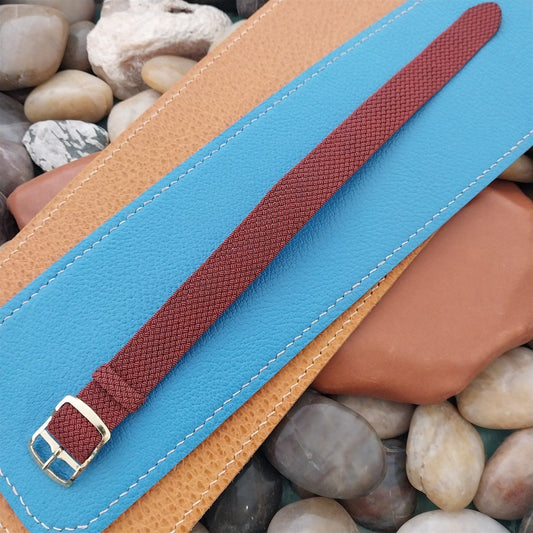 16mm Perlon Red&Black Melange Classic Single Pass NOS 1960s Vintage Watch Strap