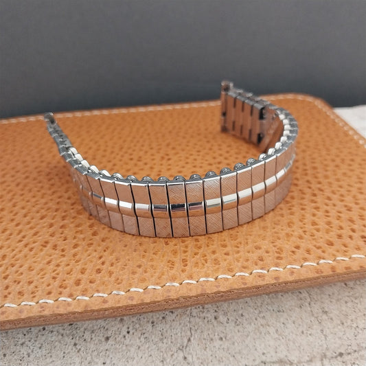 1950s Vintage Watch Band 5/8" 18mm 19mm Lenox USA Stainless Steel nos Expansion