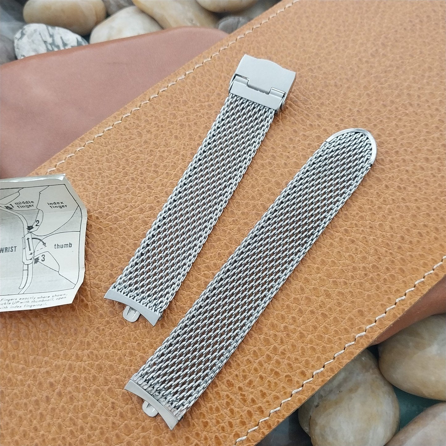 17.2mm Stainless Steel Mesh Kreisler Unused nos 1960s Vintage Watch Band