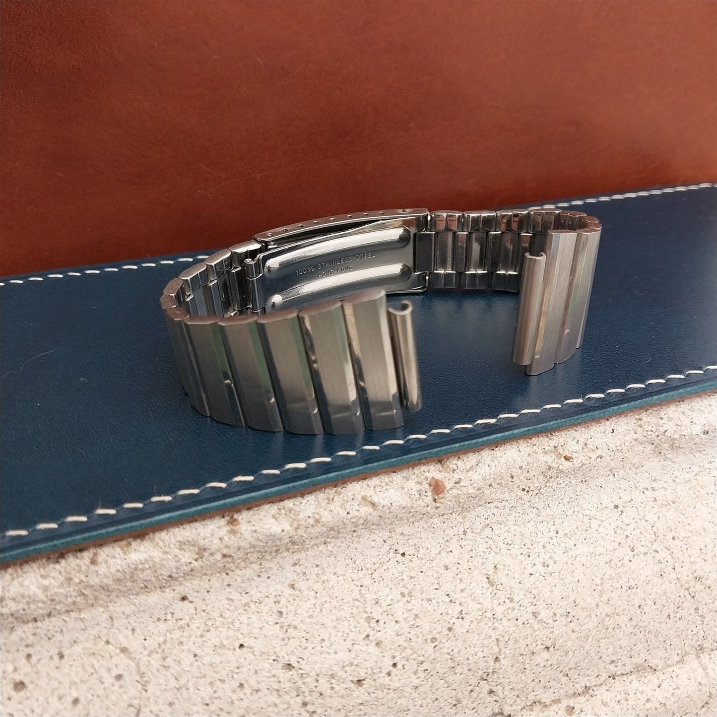 Vintage 19mm Stainless Steel Flared-End nos Unused 1970s Classic Watch Band