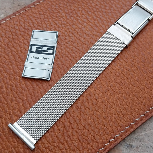 19mm 18mm 16mm Long Rhodium Plated Mesh nos Vintage Watch Band