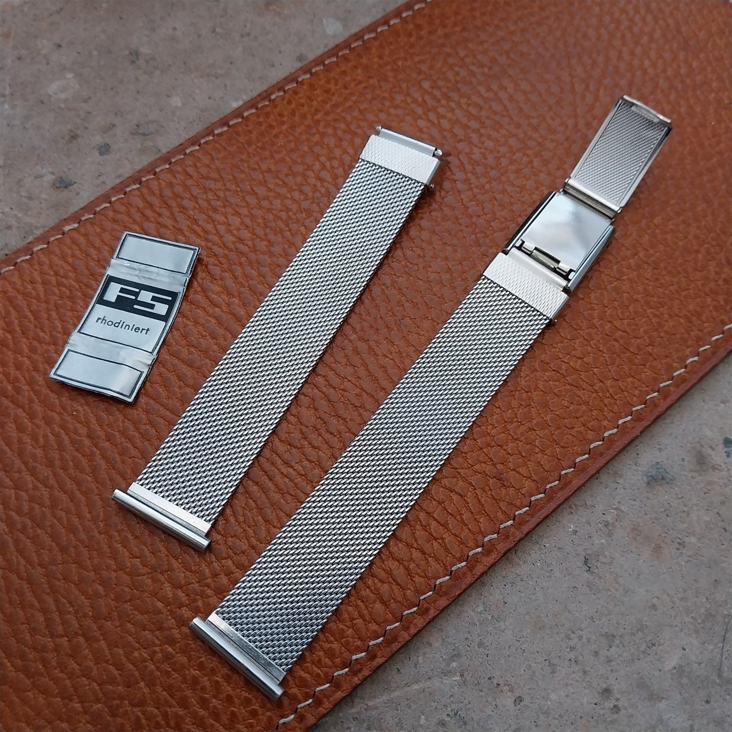 19mm 18mm 16mm Long Rhodium Plated Mesh nos Vintage Watch Band