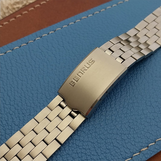 Vintage 19mm Benrus Stainless Steel Solid Brick Link Unused nos 1970s Watch Band