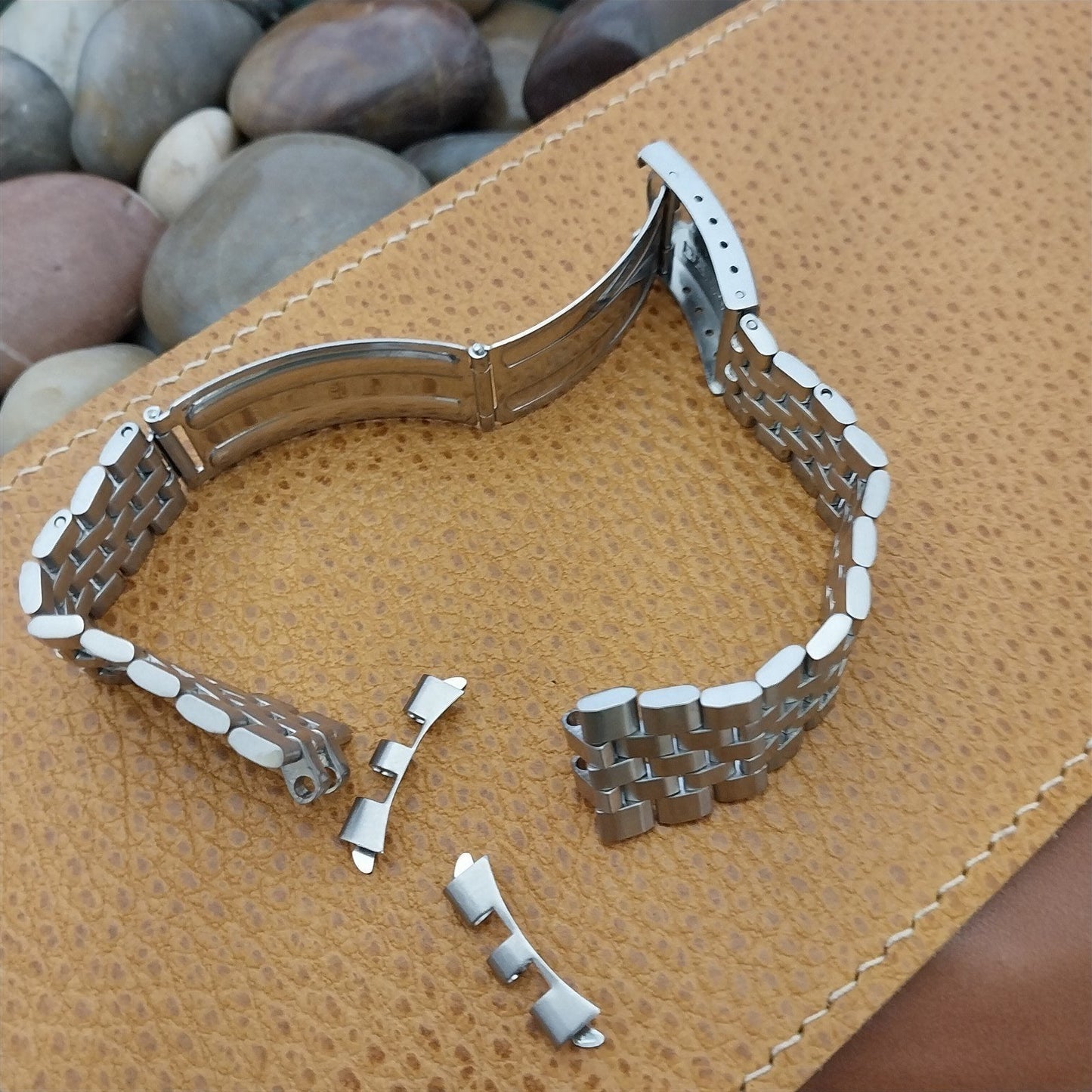 19mm Benrus Stainless Steel Solid Link nos 1970s Vintage Watch Band