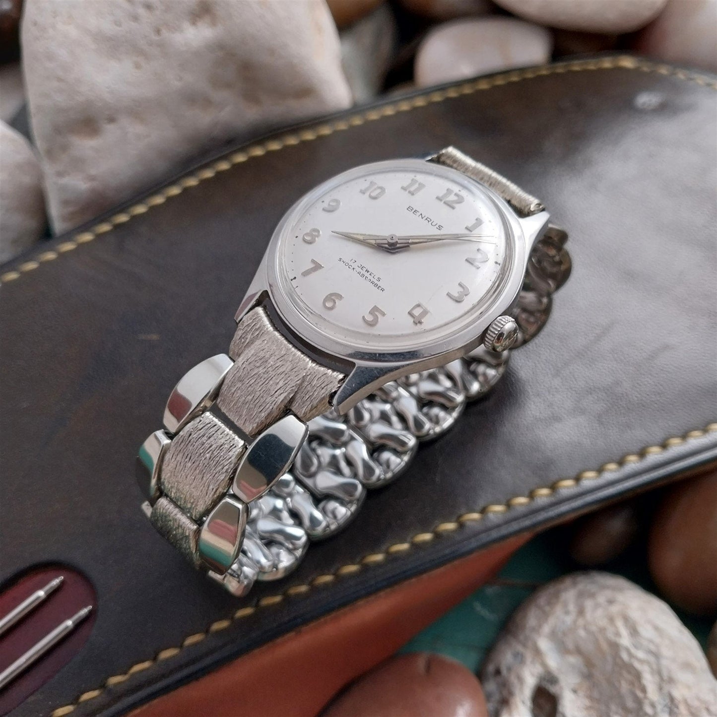 5/8" 10k White Gold Filled Apex Quadra-Flex Unused MCM 1950s Vintage Watch Band