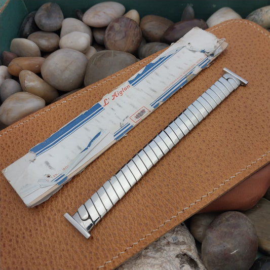1940s Vintage L'Aiglon 12K White Gold-Filled Unused Classic Stretch Watch Band