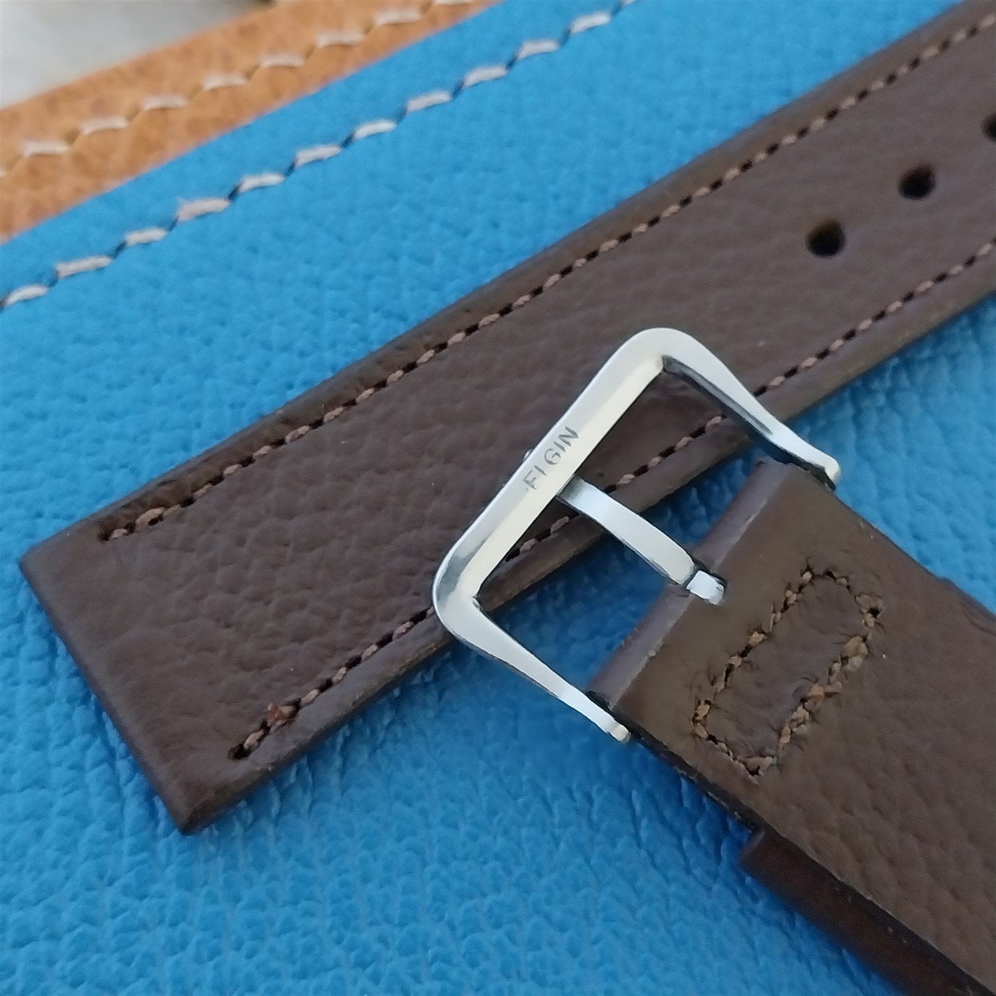 11/16" Elgin JB Champion Scotch Grain Short Brown 1950s Vintage Watch Band