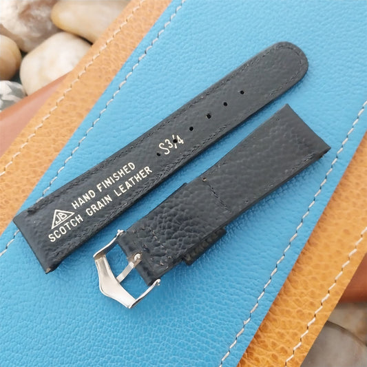 Vintage JB Champion Scotch Grain 3/4" 19mm Short Black Unused Watch Band