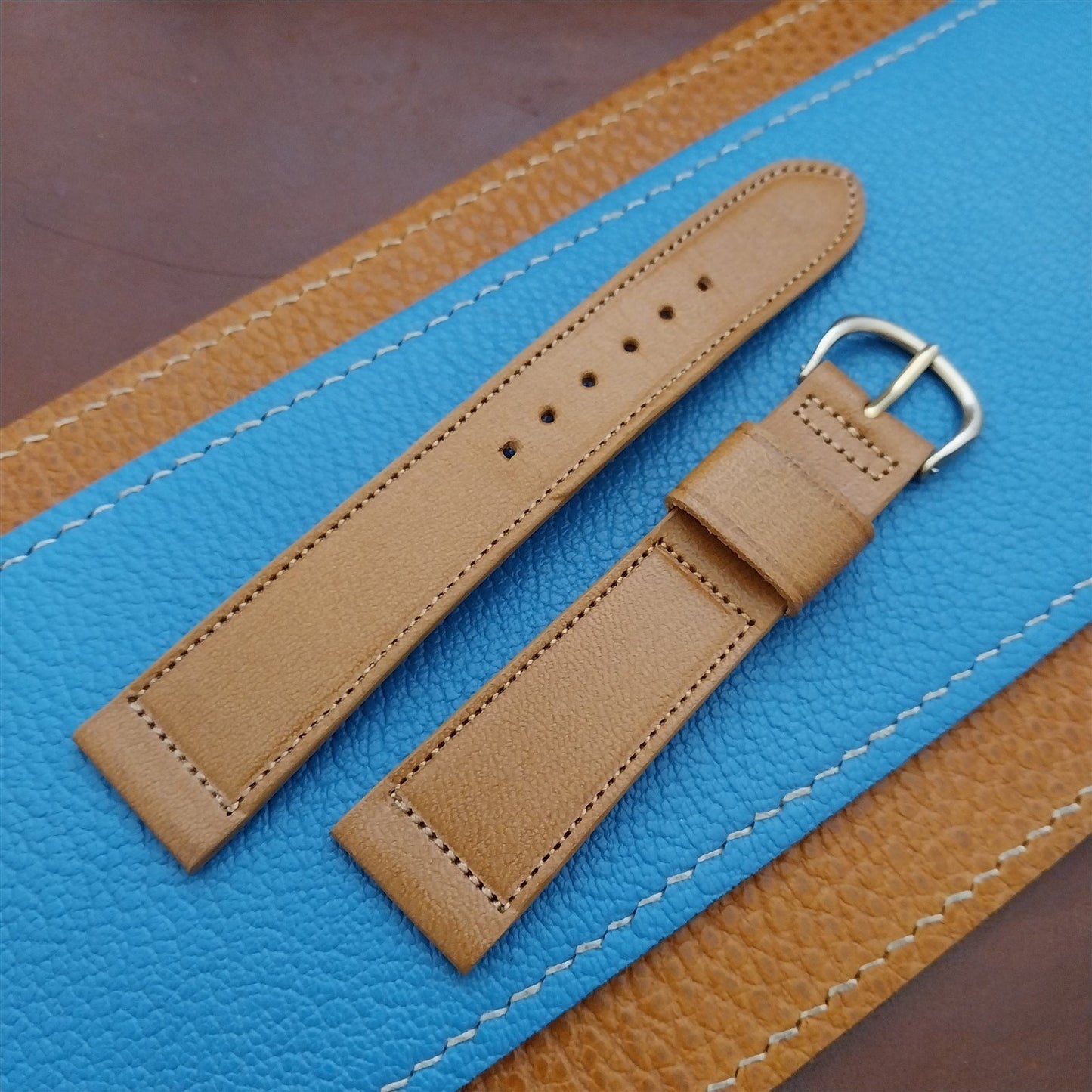 3/4" Kreisler Brown Saddle Tapered Leather nos Classic Vintage Watch Strap