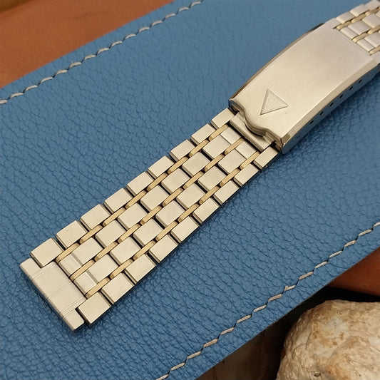 17mm JB Champion Stainless Steel & Gold Solid Link Unused nos Vintage Watch Band