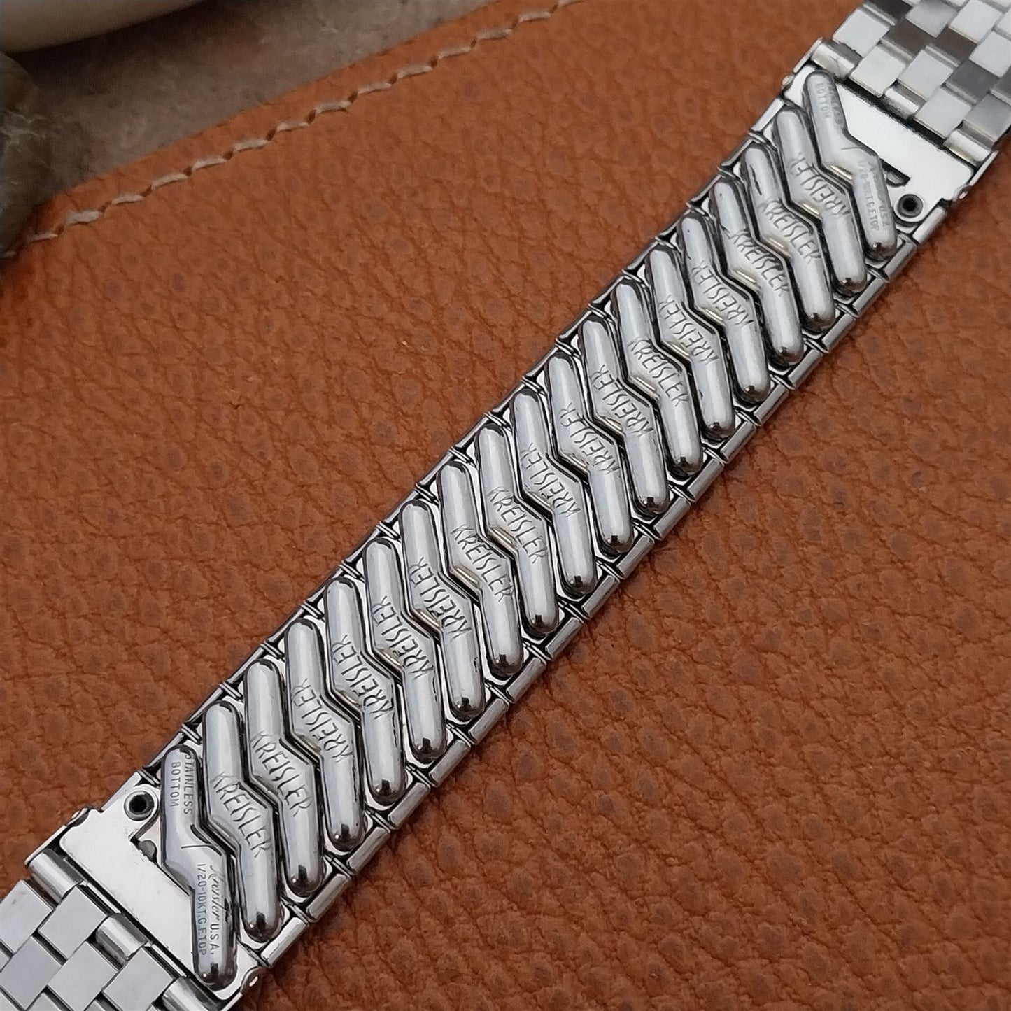 Vintage 19mm 18mm 17mm White Gold-Filled Kreisler Long Classic 1950s Watch Band