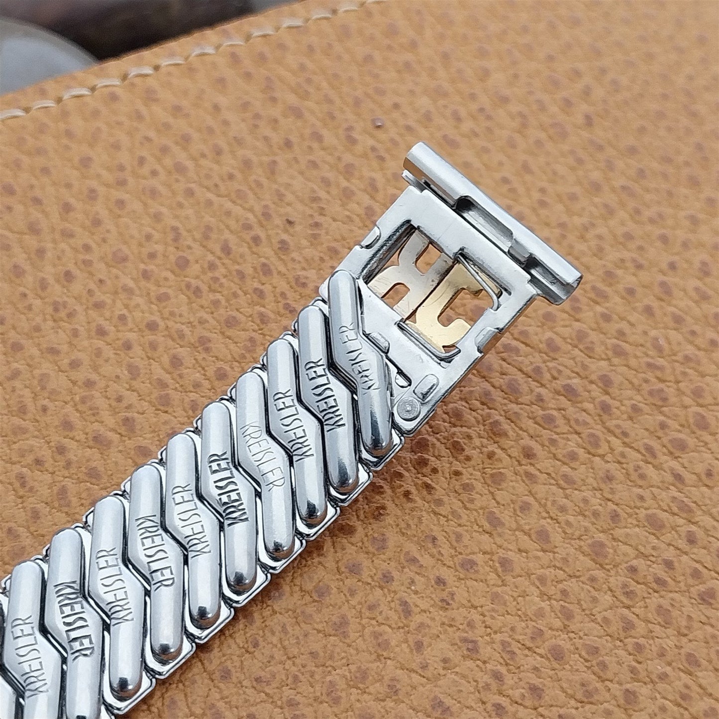 1950s Kreisler 14K White Gold-Filled Signet Initial Long Vintage Watch Band