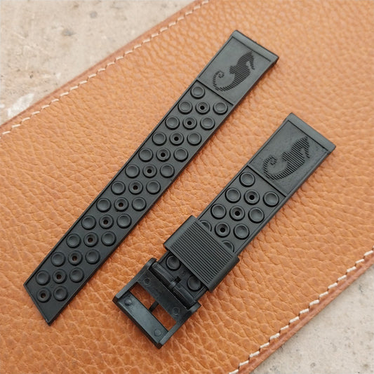 18mm Skindiver Black Sea Horse Trident Diver 1960s Unused Vintage Watch Strap