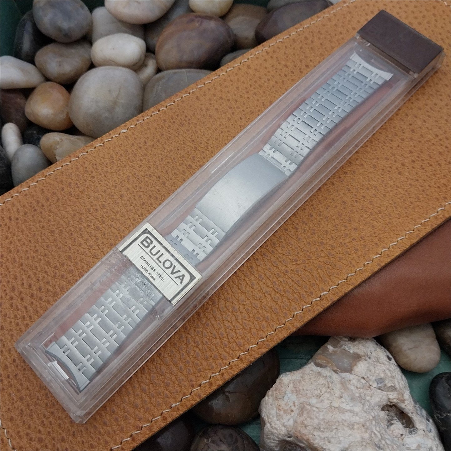 19mm 18mm 17mm Bulova Solid-Link Stainless Steel nos 1970s Vintage Watch Band