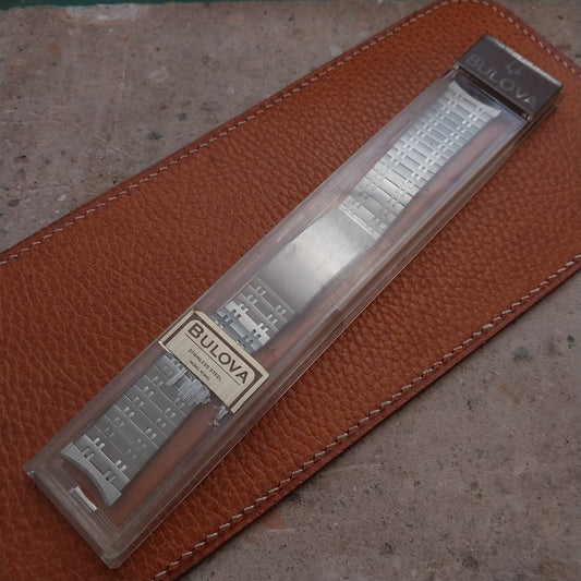 19mm 18mm 17mm Bulova Solid-Link Stainless Steel nos 1970s Vintage Watch Band