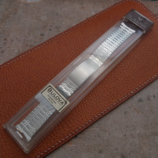 19mm 18mm 17mm Bulova Solid-Link Stainless Steel nos 1970s Vintage Watch Band