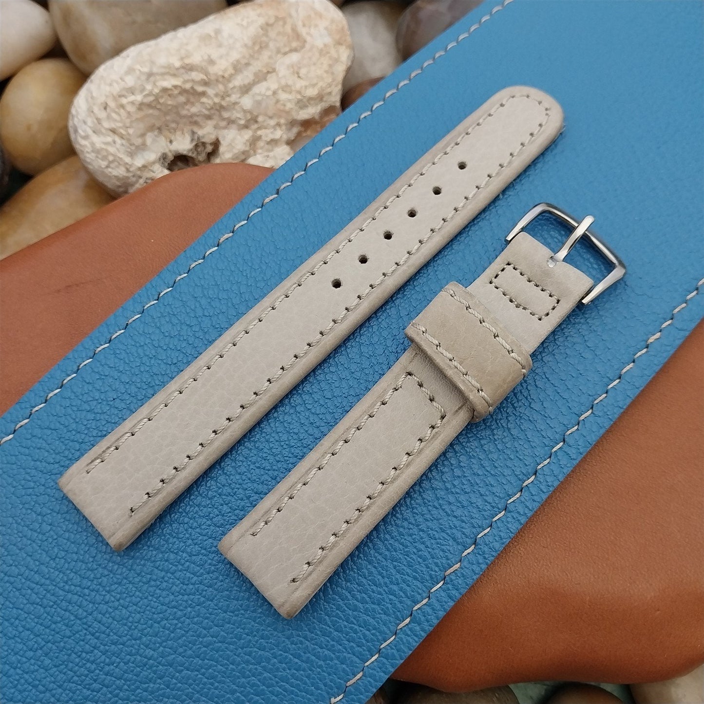 16mm Omega Shrunken Calf & Stainless Logo Buckle Unused 1950s Vintage Watch Band