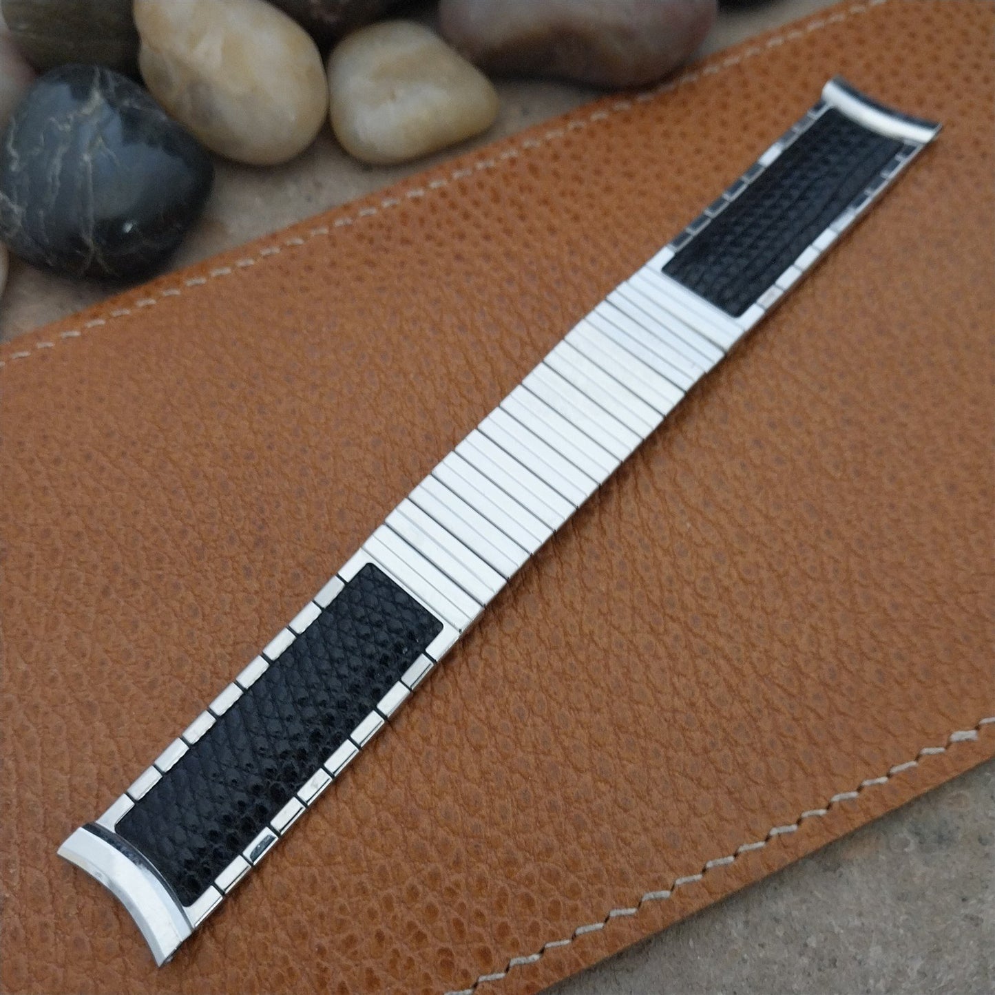 17.2mm Kreisler USA White Gold-Filled & Lizard Unused 1960s Vintage Watch Band