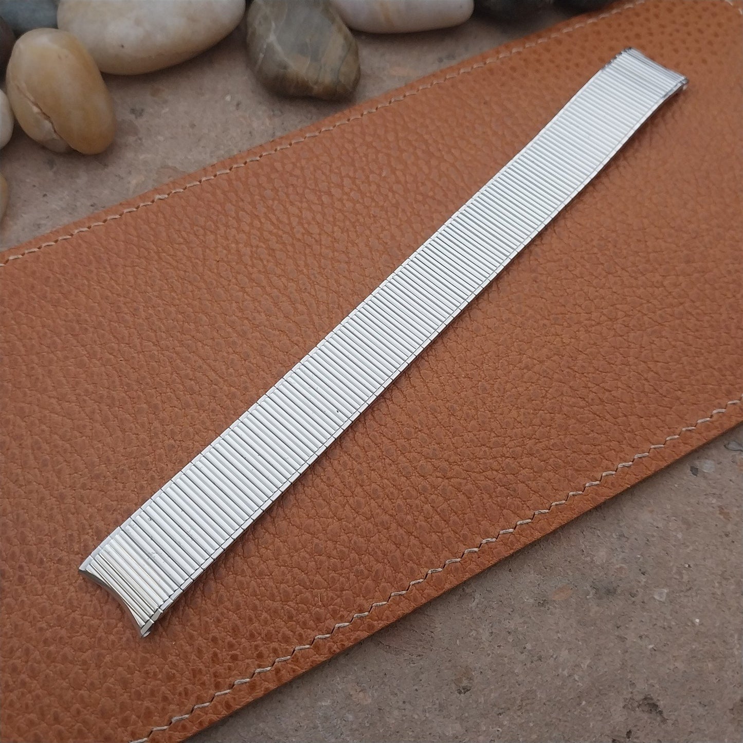 17.2mm White Gold-Filled Long Thinline Speidel Unused 1970s Vintage Watch Band