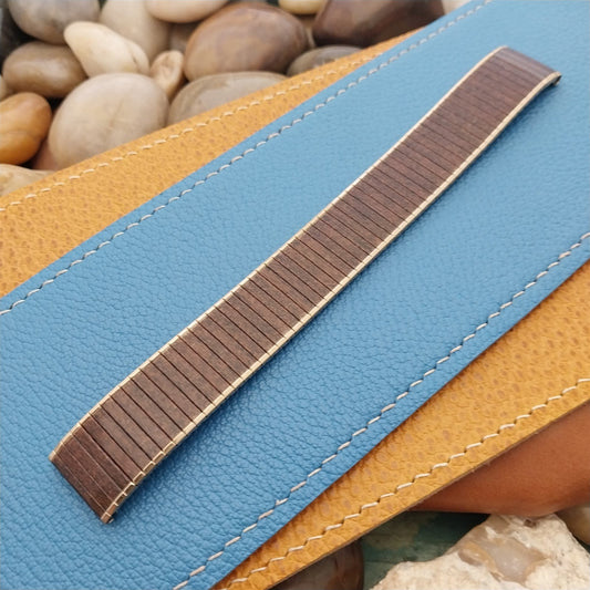 11/16" 17.2mm Speidel Thinline USA Gold & Woodgrain Unused Vintage Watch Band