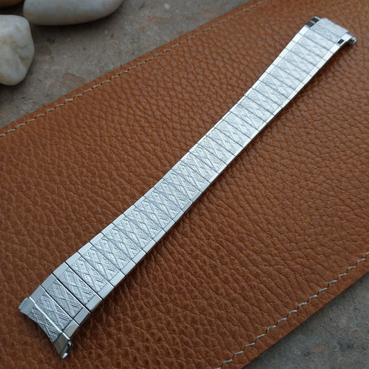 Vintage 19mm 18mm 17mm 70s Speidel Tapered White Gold-Filled Classic Watch Band