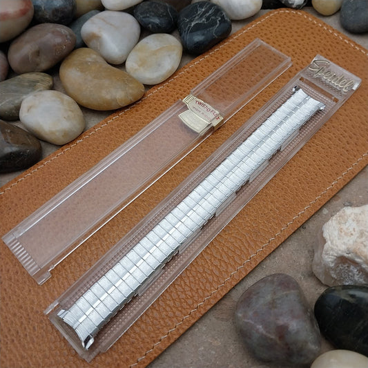 Vintage 19mm 18mm 10k White Gold-Filled Speidel Long Unused 1960s NOS Watch Band
