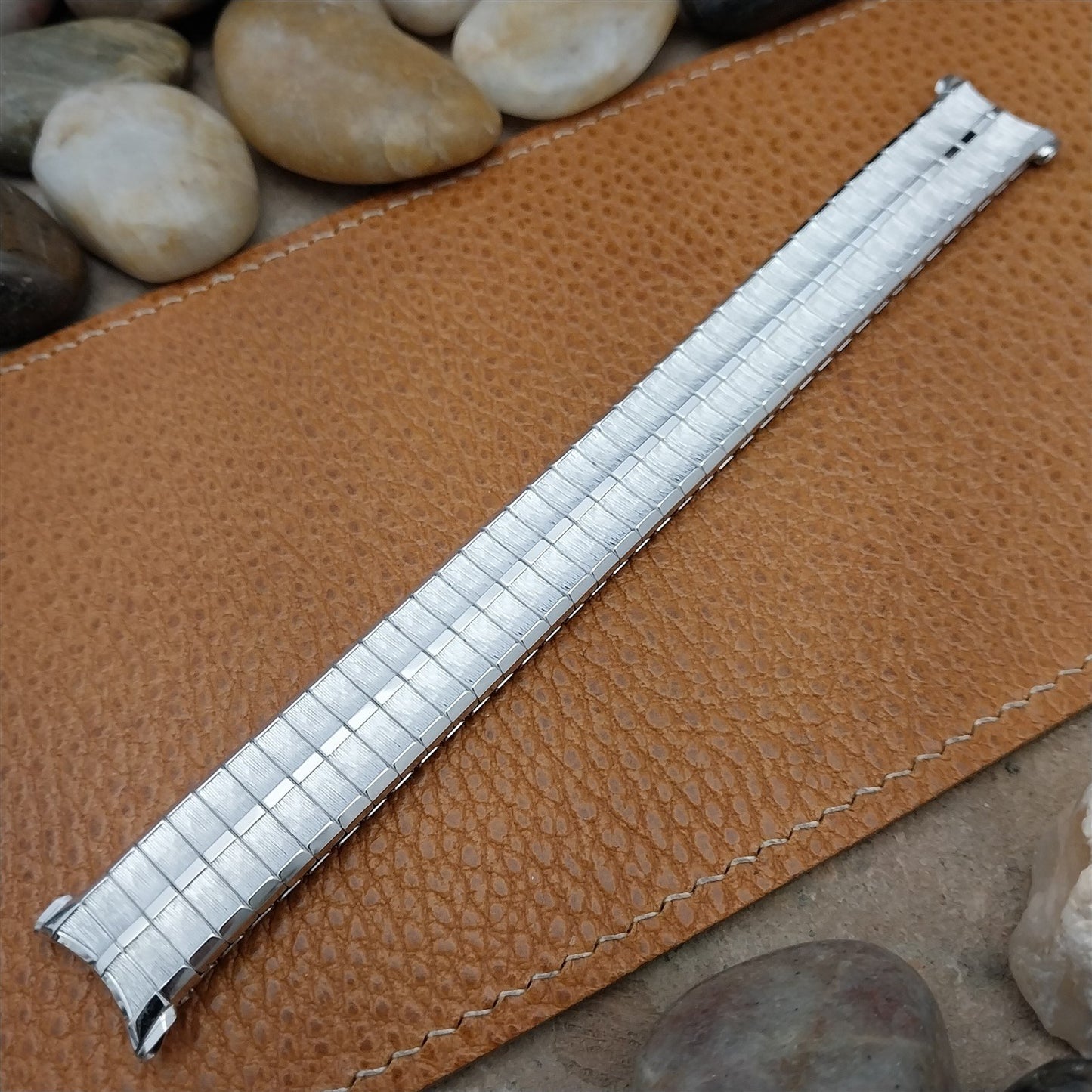 Vintage 19mm 18mm 10k White Gold-Filled Speidel Long Unused 1960s NOS Watch Band