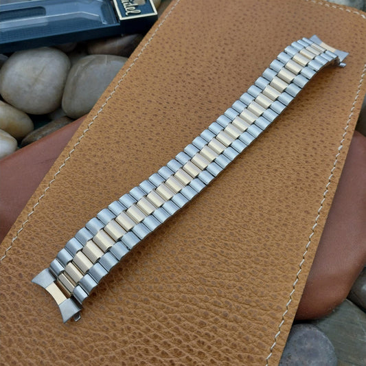 20mm USA Made Speidel Euroflex Gold & Stainless Steel NOS Vintage Watch Band