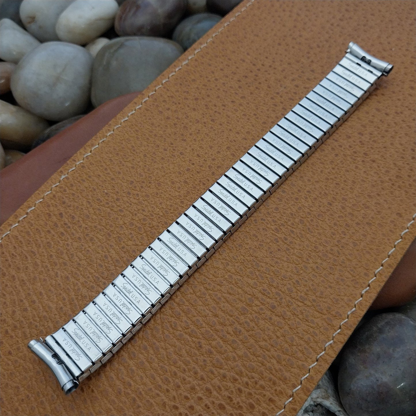 Wide 1970s Speidel USA Made Brushed Stainless Steel nos Vintage Watch Band