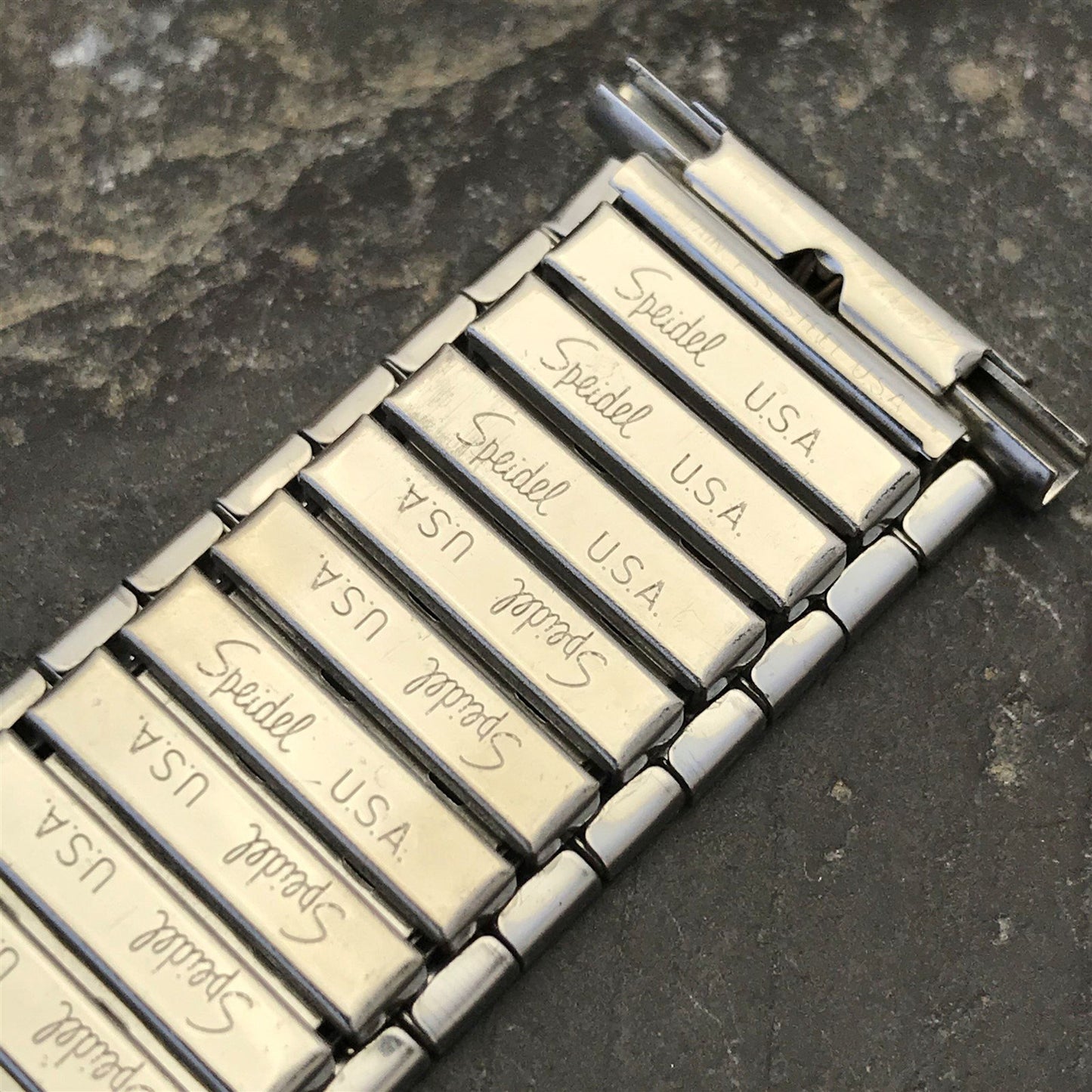 Wide 1970s Speidel USA Made 5 3/4" Stainless Steel Unused Vintage Watch Band