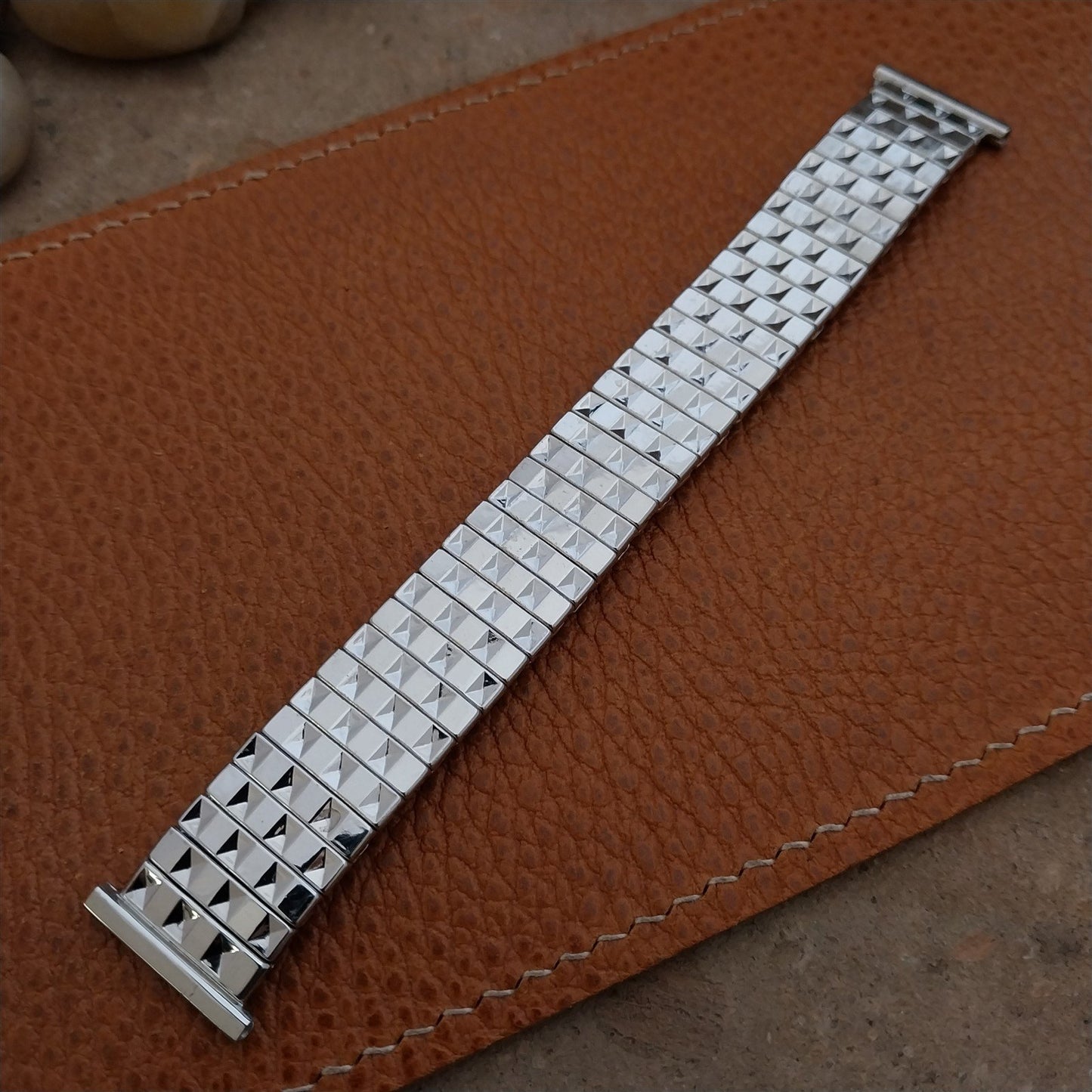 50s 10k White Gold-Filled Speidel nos Scissor Expansion Vintage Watch Band