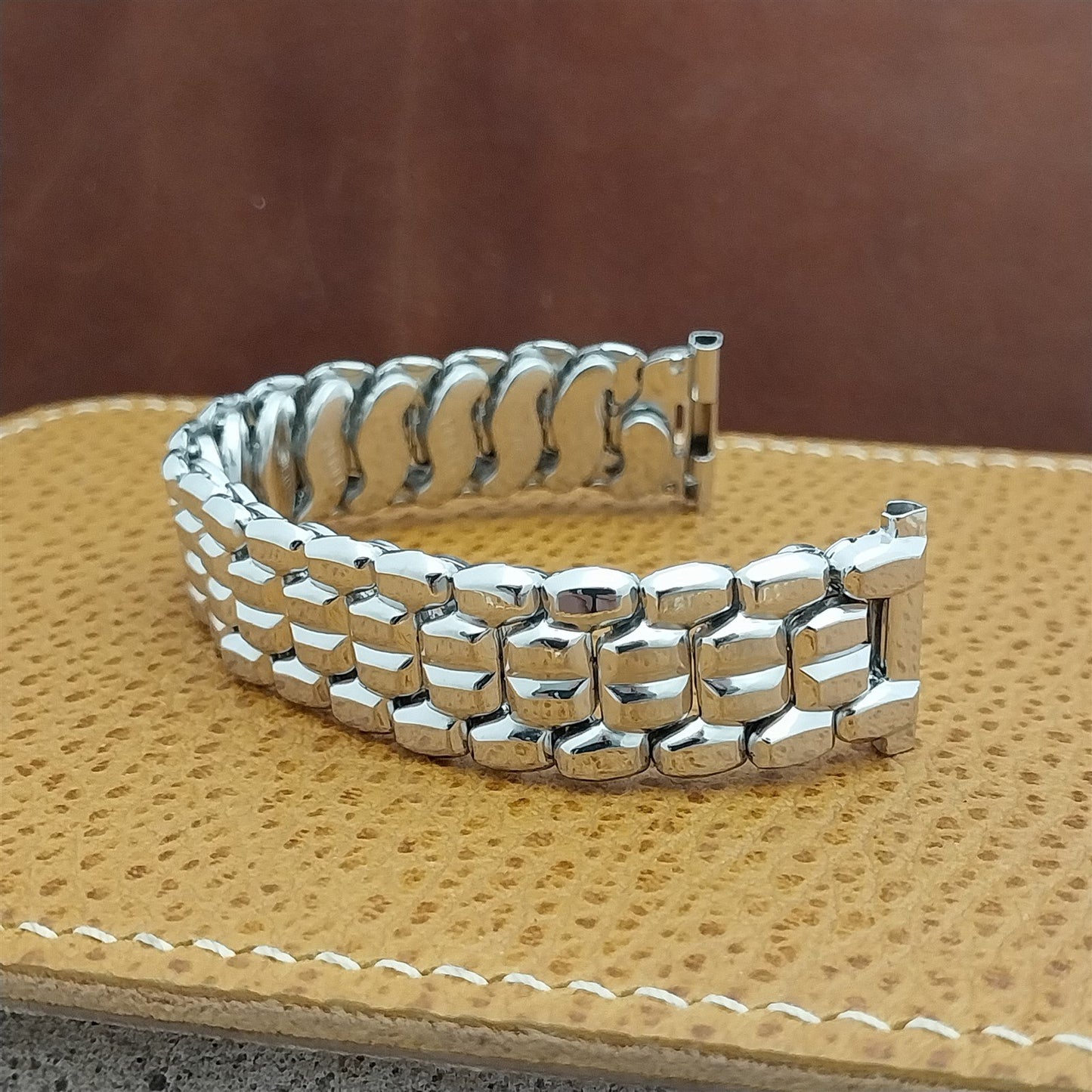 1950s Cobblestone Speidel Classic White Gold-Filled Unused Vintage Watch Band