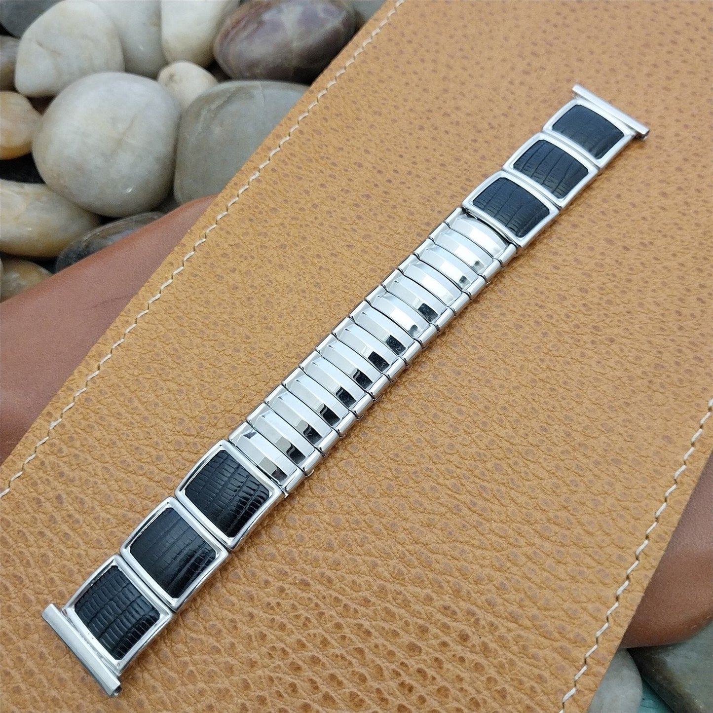 Vintage 19mm 18mm 16mm JB Champion Classic Stainless Steel & Lizard Watch Band