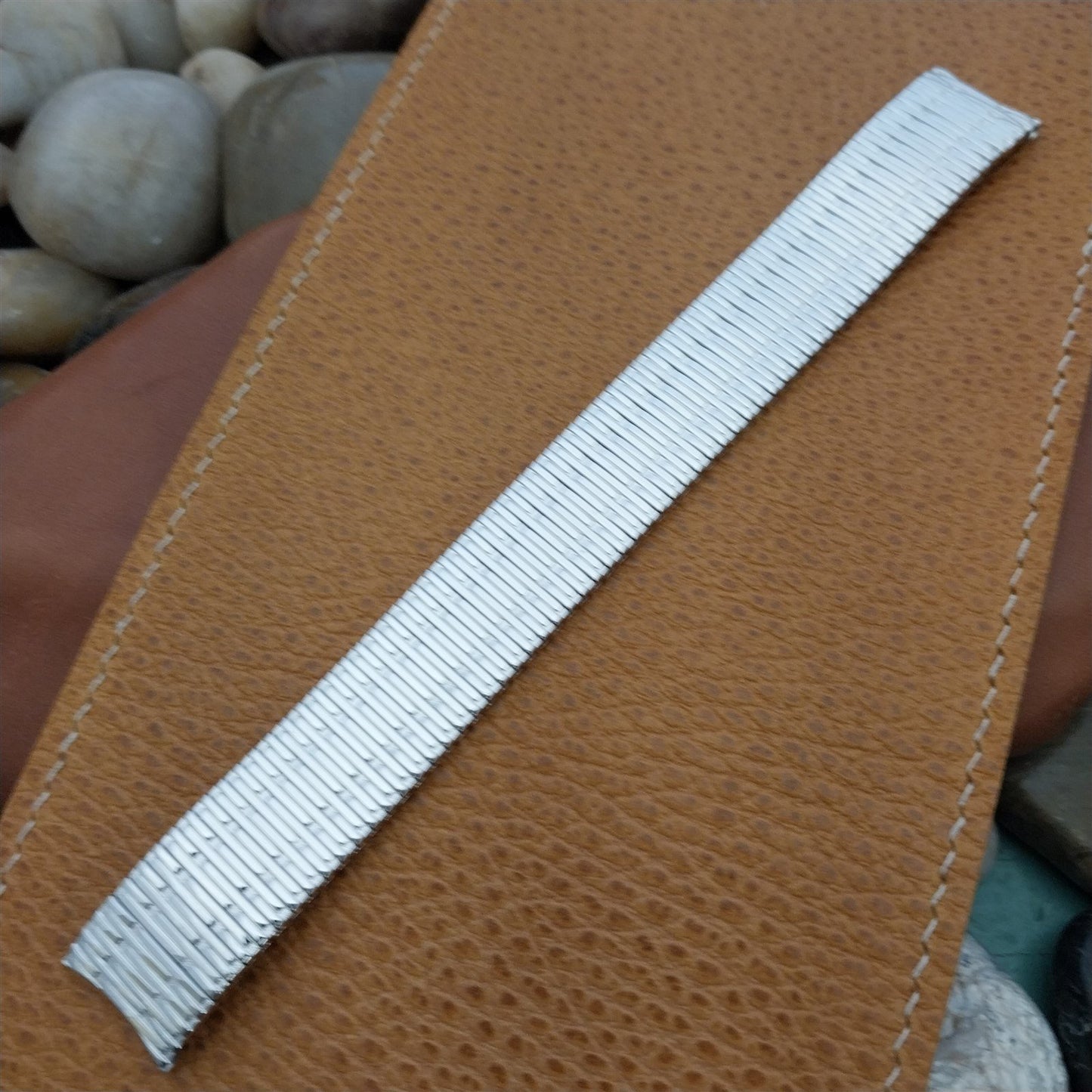 10K White Gold-Filled Speidel Thinline Long 17.2mm Vintage Watch Band